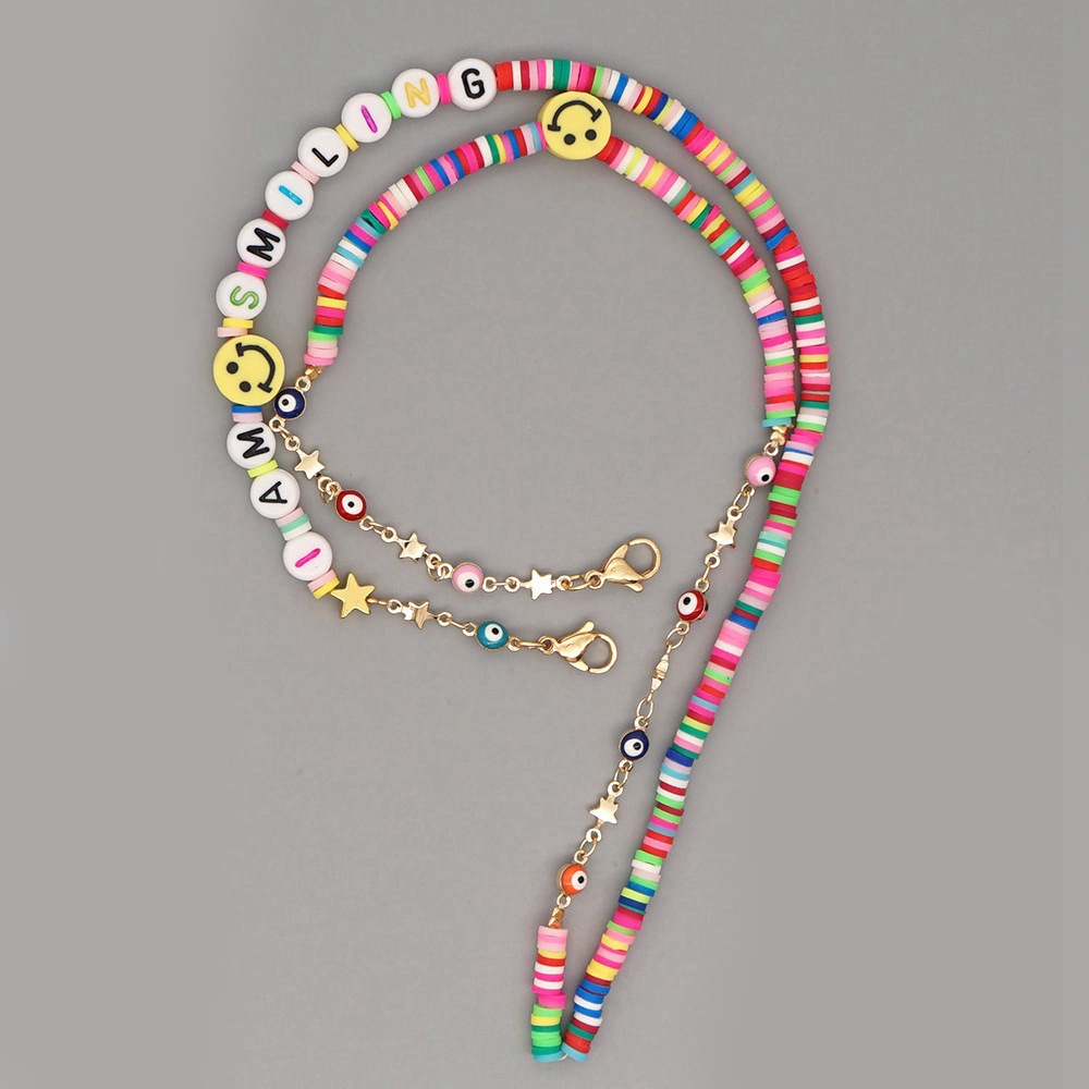 Bohemian fashion glass smiley face necklacepicture5