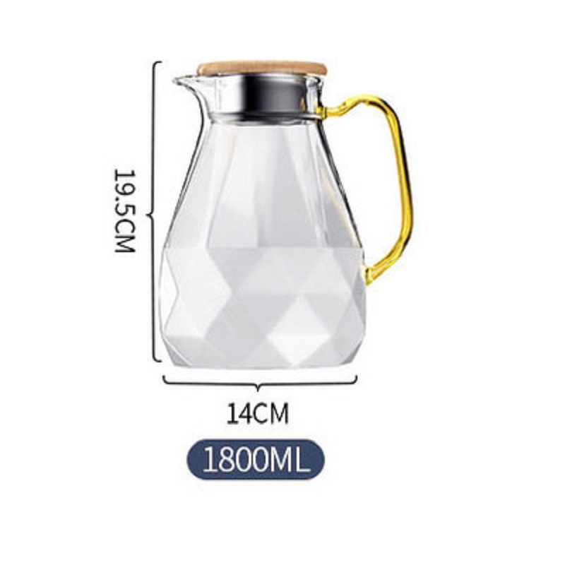 Fábrica al por mayor diamante botella de agua fría gran capacidad vidrio borosilicato resistente al calor botella de agua fría hogar taza de agua hervida conjunto