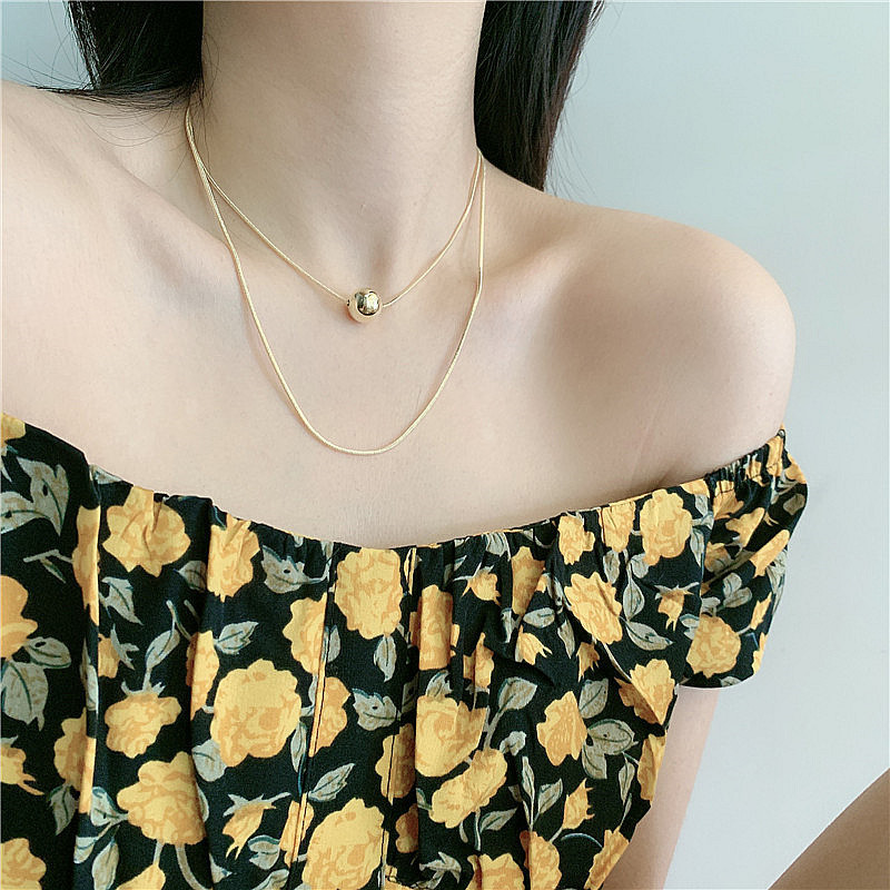 Simple Double Necklace Short Round Bead Necklace Clavicle Chain Neck Chain Choker Wholesale Nihaojewelry display picture 5