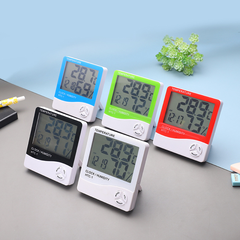 HTC-1 large screen household high precision indoor electronic temperature hygrometer with electronic alarm clock manufacturers wholesale