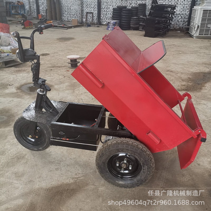 建筑工程拉沙载重王三轮车小型自卸灰斗车工地混泥土运输三轮车|ms