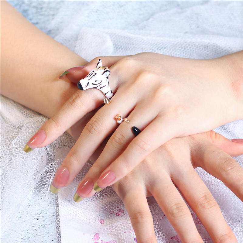 20g Weight Rings Classification 3 Pieces Set Quantity Daily Occasion Iron, Copper Material Zebra Pattern All Seasons Season Women's Gender Plating Design Cute, Simple Style Style Cute Simple Style Zebra Iron Copper Plating Women's Rings 11