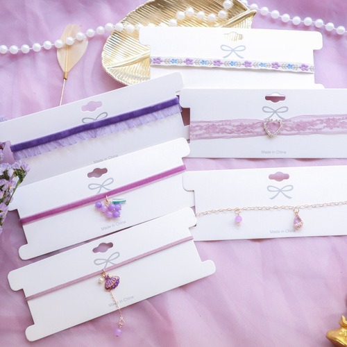 Spring and summer accessories Japanese and Korean accessories super fairy temperament purple pendant collar Choker neck chain clavicle chain necklace for women