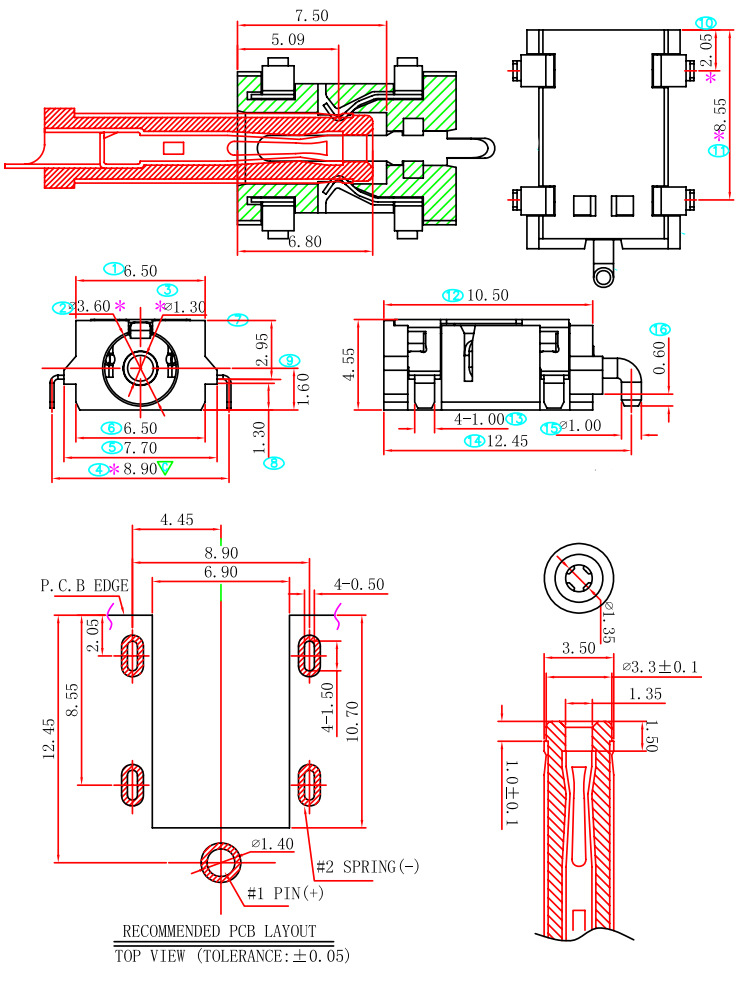 沉板DC-045A,镀金DC电源插座,DC母座,惠州DC充电插座源头厂家