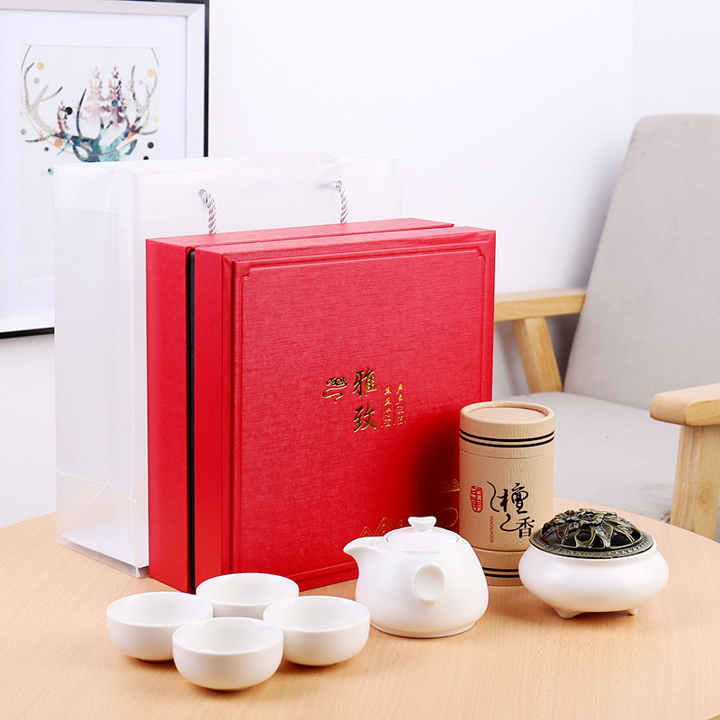 特价定窑功夫陶瓷茶具香炉礼盒套装定制LOGO商务开业创意赠品礼品|ms