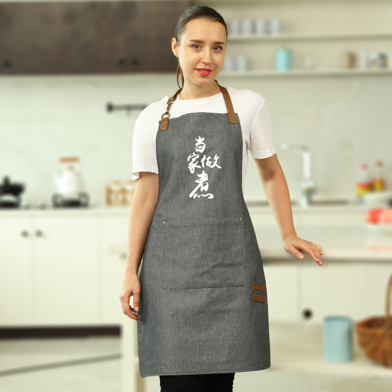 Estilo coreano simple moda lindo delantal mujer anti-fouling cintura hombres adultos cocina ropa de trabajo logotipo impreso