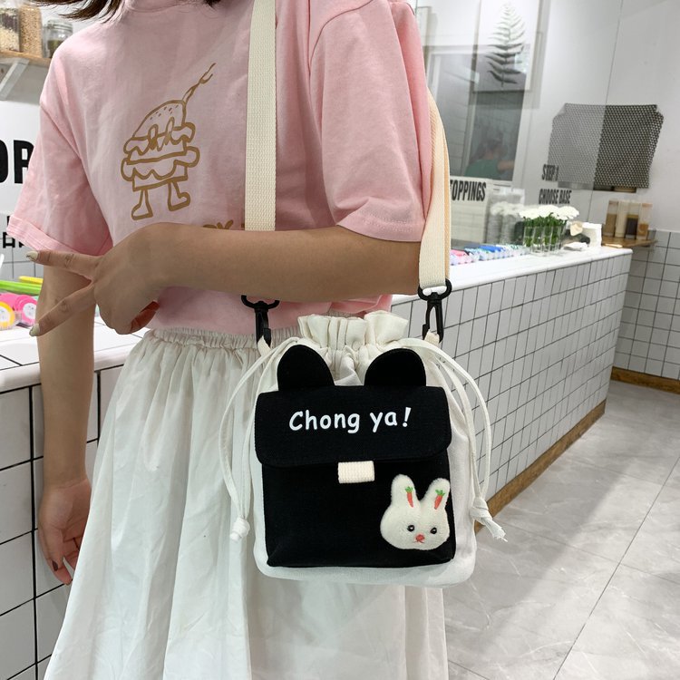 Korean New  Creative Cute Cartoon Funny  Drawstring Bucket Small Shoulder Bag Girl Cute Color Small Bag Wholesale display picture 32