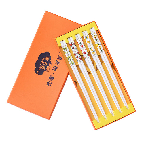 New summer fruit ceramic chopsticks for home use no paint no wax high temperature sterilization family pack pattern gift box