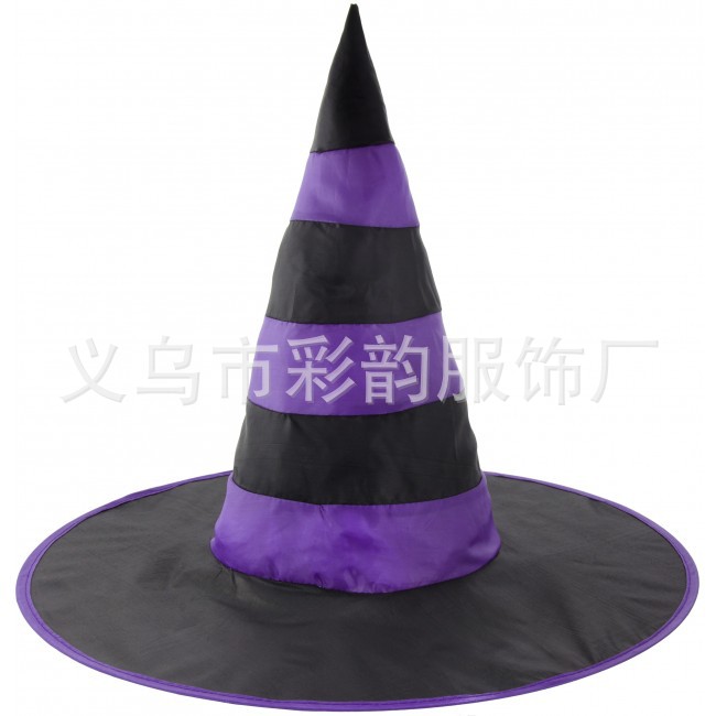 Fabricantes de gran cantidad de tela de araña estampada en stock sombrero negro agudo sombrero de bruja de tela de araña estampado en plata sombrero de bruja de Halloween