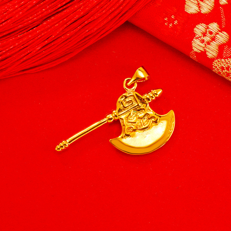 Estilo étnico en línea rojo transmisión en vivo hacha colgante vietnam arena oro hombres y mujeres imitación dragón chino 24k oro joyería al por mayor