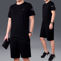 Men's Summer 2021 New Short-Sleeve Shorts Set Two-Piece Loose Plus Size Summer Casual Clothes