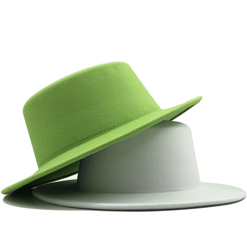 Sombrero Casual De Jazz De Lana Con Parte Superior Plana De Color Puro display picture 4