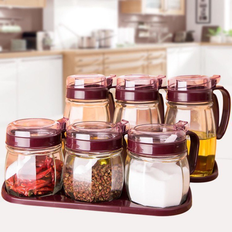 厨房用品玻璃调味罐盐罐佐料盒调料盒家用防漏油壶酱油瓶醋瓶套装