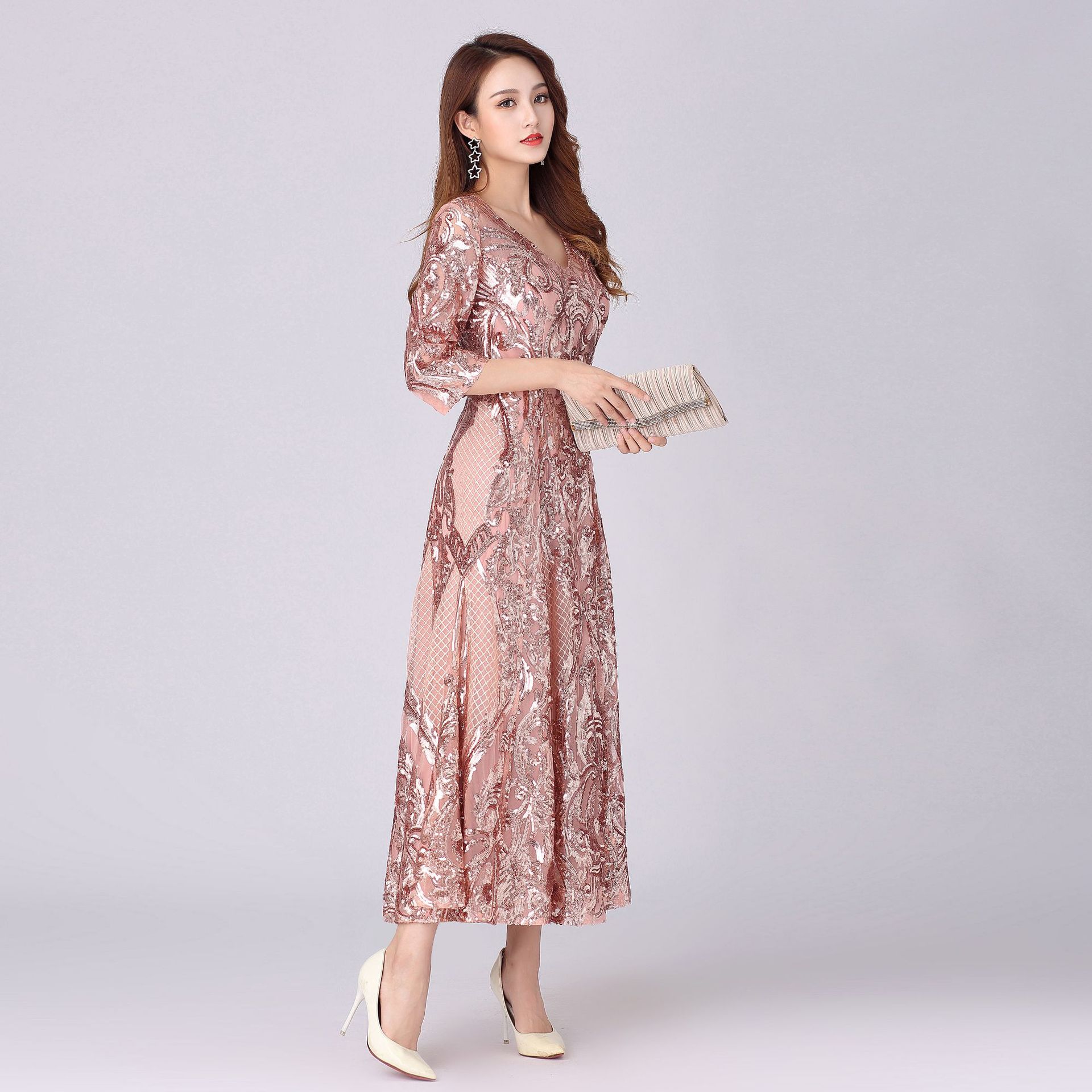 日常禮服 香槟亮片 魚尾修身小燕尾  晚禮服