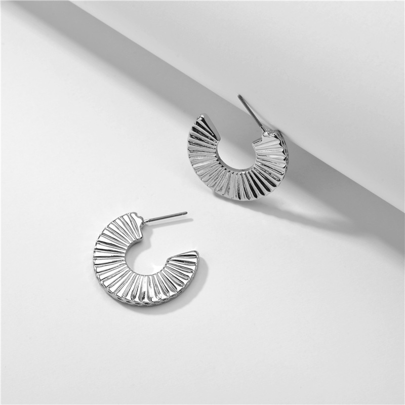 Hot Selling Fashion Environmentally Friendly Alloy Fan-shaped Semicircle Earrings Wholesale display picture 2