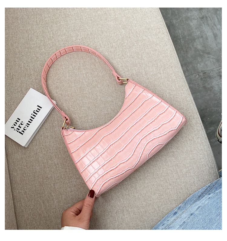 Stone Pattern Zipper Solid Color Shoulder Underarm Bag Wholesale Nihaojewelry display picture 6