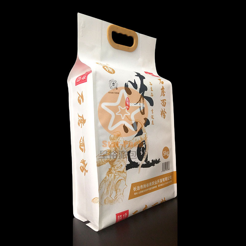 新款加厚牛皮纸面粉袋礼品袋 防潮哑光5千克四边封石磨面粉袋