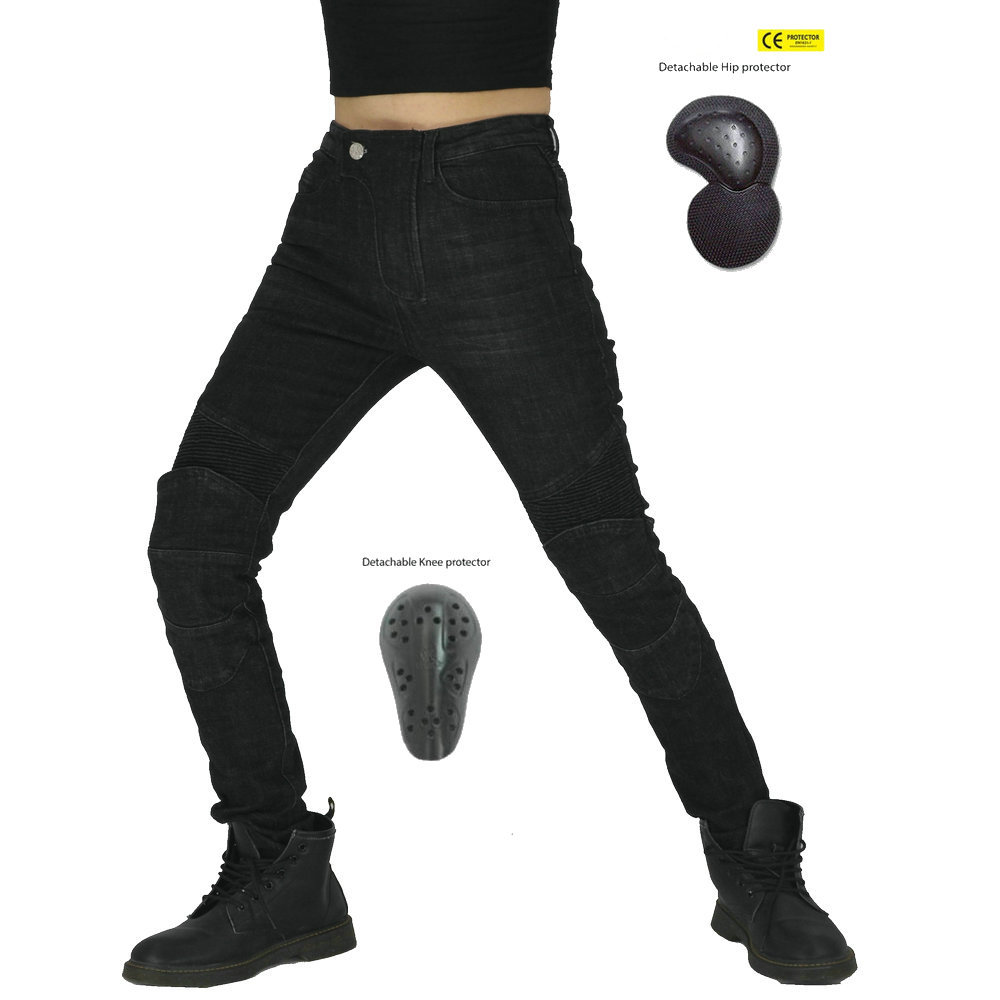 LOONG BIKER motocicleta jeans retro slim Mujer motocicleta pantalones Harley estilo montar a prueba de caídas