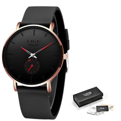 LIGE2022跨境專供男士簡約防水石英手錶男女通用款式