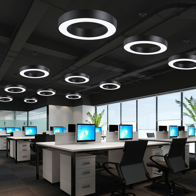 led圆形吊灯 创意造型灯吸顶灯简约办公工程环形灯现代工业风灯具