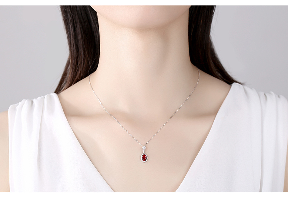 Collier Coloré En Forme D&#39;oeuf Avec Pendentif En Argent Sterling S925 display picture 3