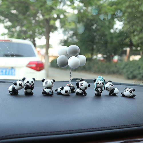 Car creative cute mini panda ornaments car decoration car interior accessories women's car central control swing table car display