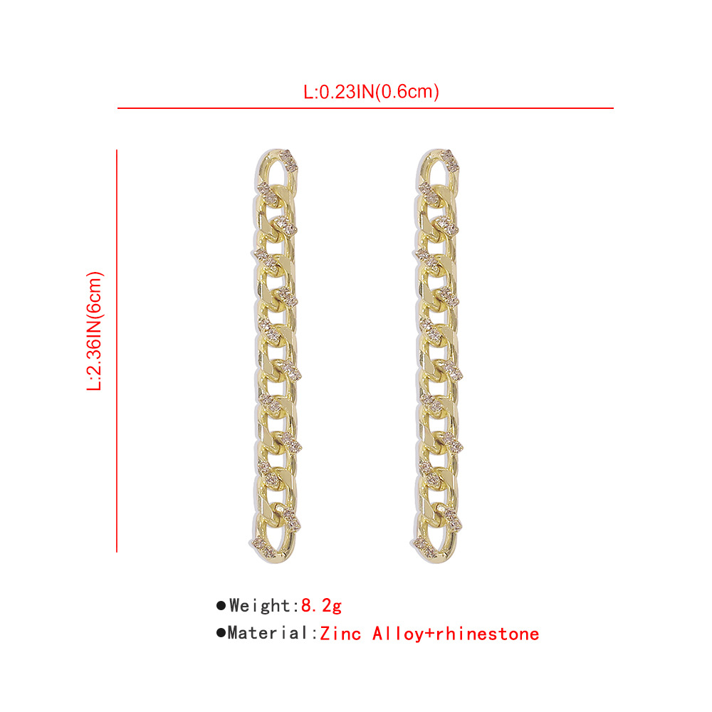 Long  Metal Chain Diamond Earrings display picture 4