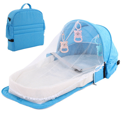 新款兒童蚊帳床便攜式功能嬰幼兒寶寶床嬰兒背包床中床0-2歲
