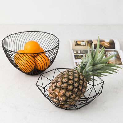 北欧ins简约几何铁艺水果盘客厅居家创意收纳篮 零食干果盆水果篮|ms