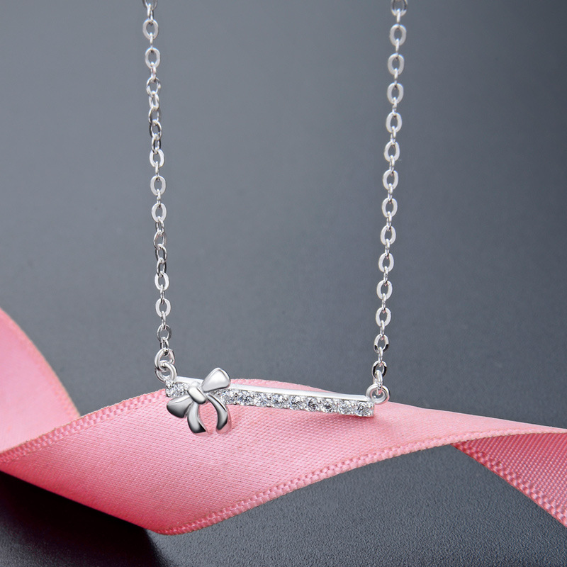 Inss925 arco de plata colgante Corea del Sur Dongdaemun elegante estilo Chanel corto collar clavícula