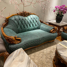 欧洛馨欧式乌金木高端别墅家具124沙发组合真皮沙发实木美式家具