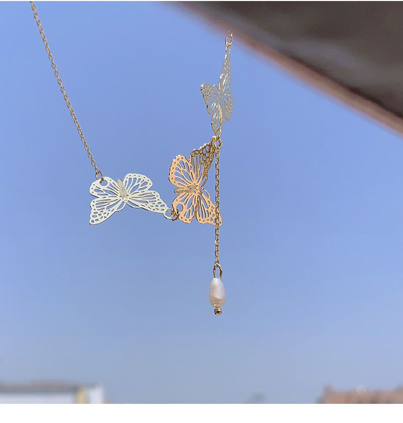 clavicle chain niche titanium steel simple hollow butterfly necklace