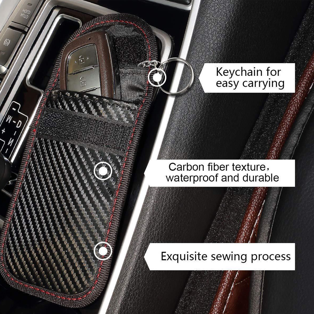 Haohui Carbon Fiber Pattern RFID Electromagnetic Shielding Key Bag Car Key Signal Shielding Sleeve Anti-theft Anti-lost Bag