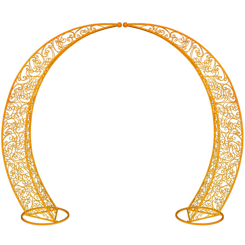 百界婚庆铁艺厂家直销婚礼花门布置道具弯月拱门 户外摆件批发