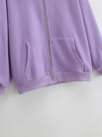 loose zipper solid color hooded sweatershirt NSAC21595