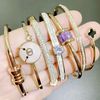 Quality golden fashionable bracelet stainless steel, jewelry, European style, simple and elegant design, pink gold, Korean style