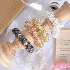 Korean Dongdaemun phone line circle hairpin tied hair no trace fashion simple headband braid ponytail rubber band