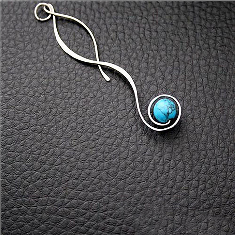 Simple Retro Turquoise Long Copper Earrings Wholesale display picture 2