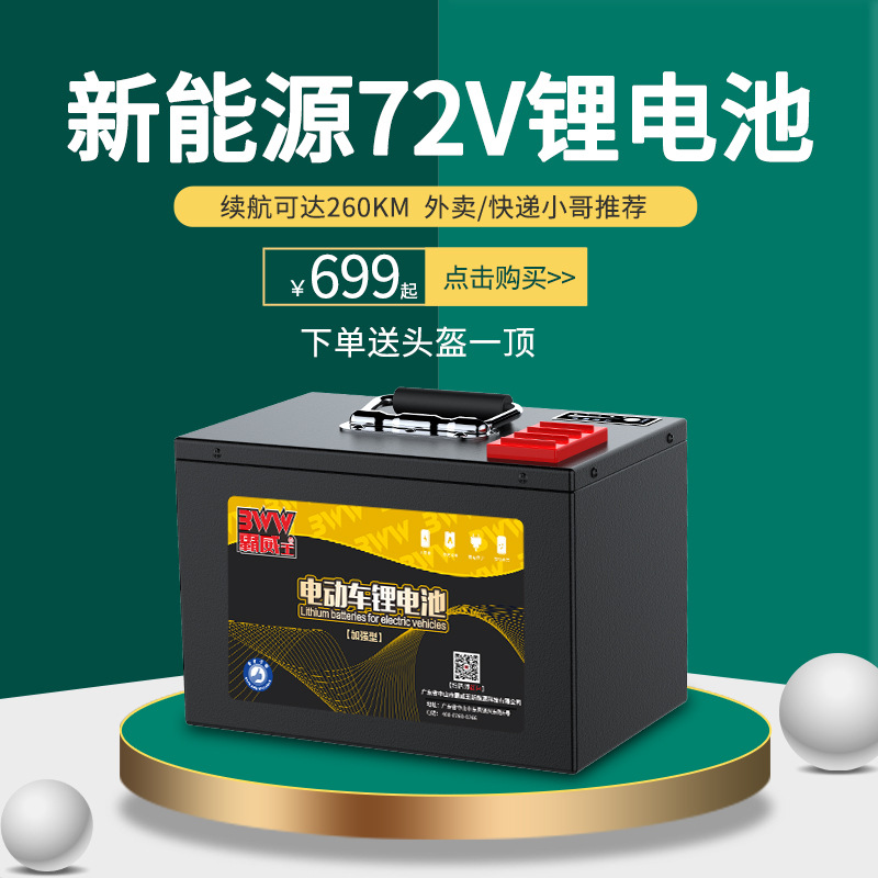 霸威王电动车三元锂电池两轮电瓶车48v60v72v动力三轮车电池通用