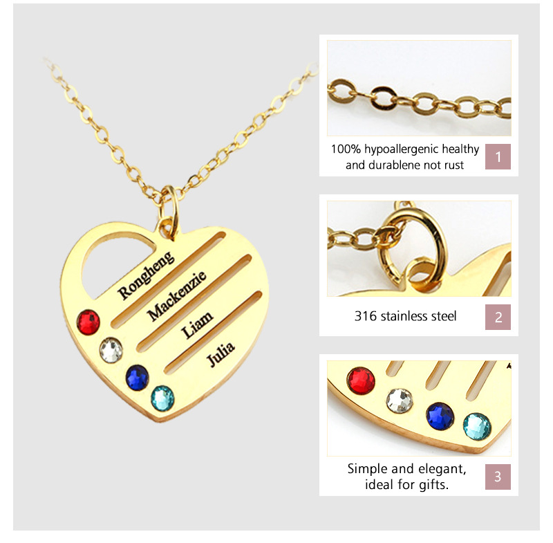 Simple Style Heart Shape Stainless Steel Hollow Out Artificial Rhinestones Pendant Necklace display picture 1