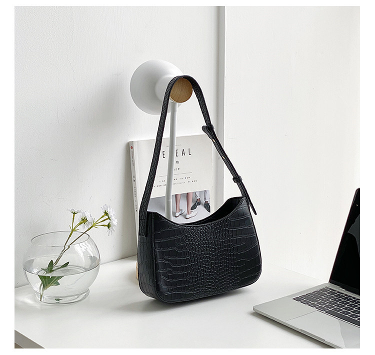Crocodile pattern armpit women, niche design, high-end PU styling handbag, Korean version shoulder bag for women_voghion.com