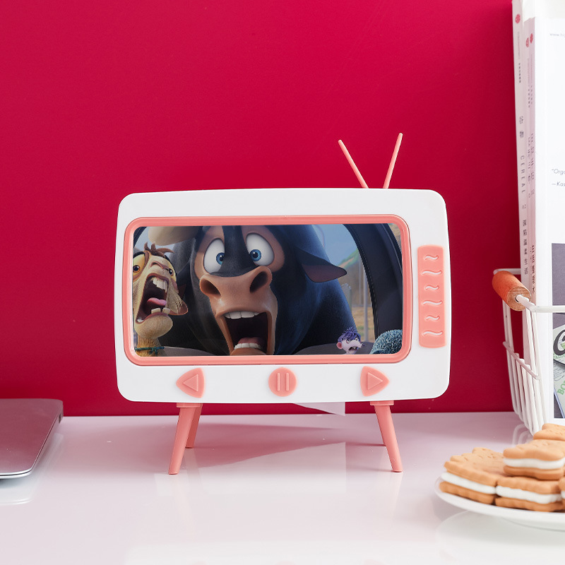 Caja de pañuelos de TV creativa hogar caja de pañuelos de plástico sala de estar caja de pañuelos de almacenamiento teléfono móvil rack de almacenamiento