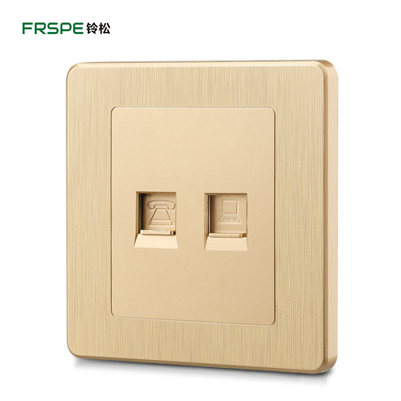 Panel de enchufe de interruptor de pared de oro cepillado 86 tipo de teléfono de computadora de una sola pieza de panel de toma de fábrica al por mayor