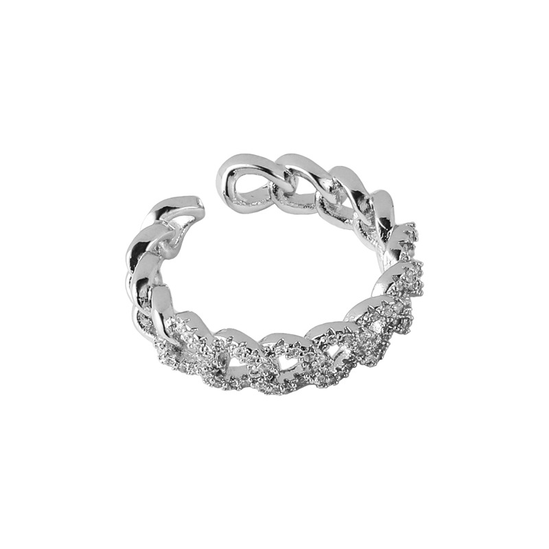 Zircon Twist Chain Open Ring display picture 9