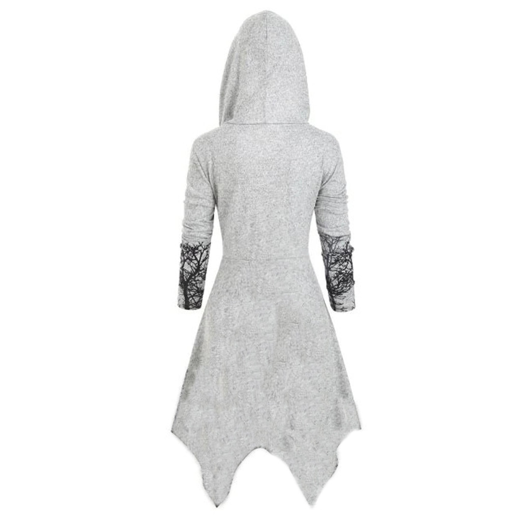 Tree Pattern Printed Hooded Dress