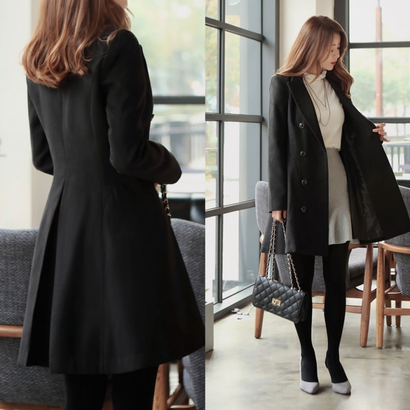 2020秋冬装新款大码毛呢大衣收腰中长款毛呢外套厂家直销代发|ru