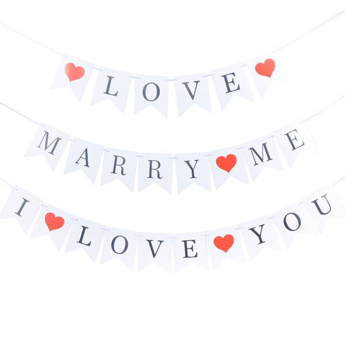 Cross-border romantic confession engagement decoration fish tail pull flag wedding celebration birthday party bridal room decoration love color flags