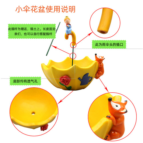 kka creative cartoon doll black cat little prince umbrella succulent plant micro landscape resin flower pot flower holder