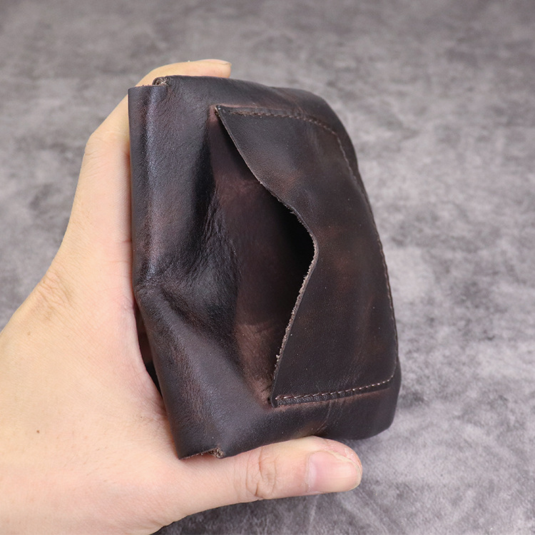 New Plant Tanned Leather Zero Wallet for Women's Minimalist Cover Style Large Capacity Card Storage Used Wrinkle Bag_voghion.com