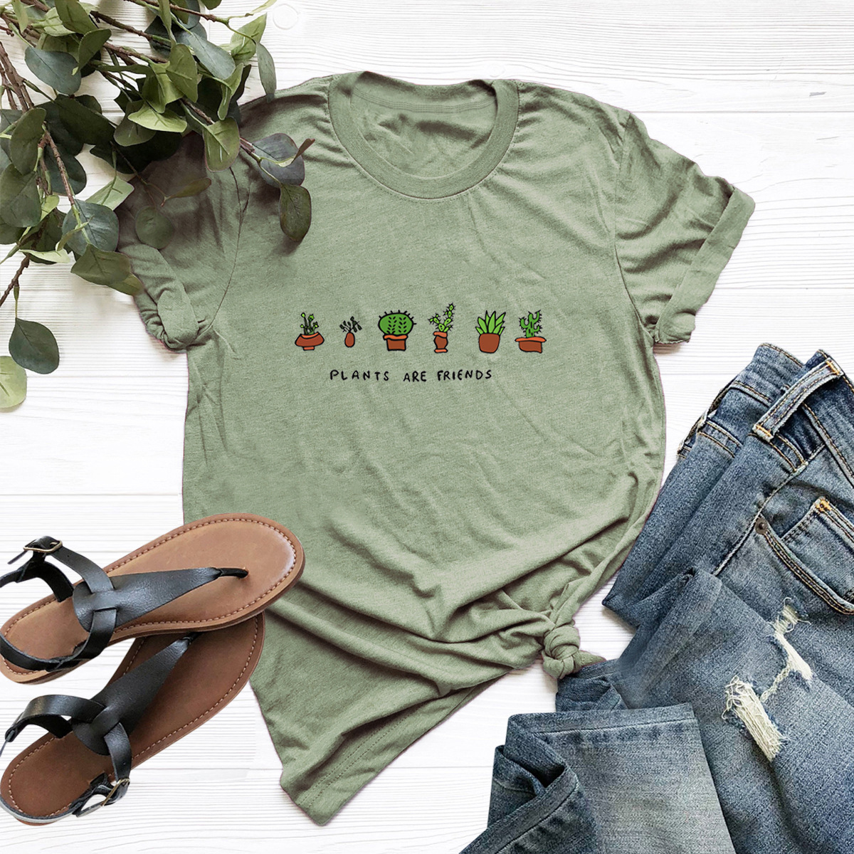 pure cotton print short-sleeved T-shirt NSSN21198